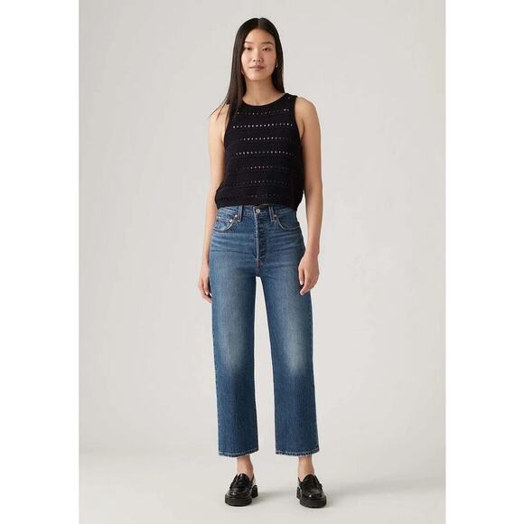 Levi's Premium Women's Blue Ribcage High Rise Straight Ankle Jeans Sie 25 - Picture 1 of 10